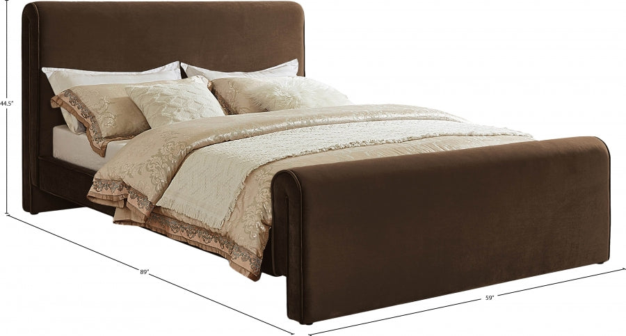 Sloan Velvet Full Bed (3 Boxes) Brown - SloanBrown-F