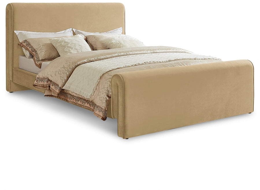 Sloan Velvet Full Bed (3 Boxes) Camel - SloanCamel-F