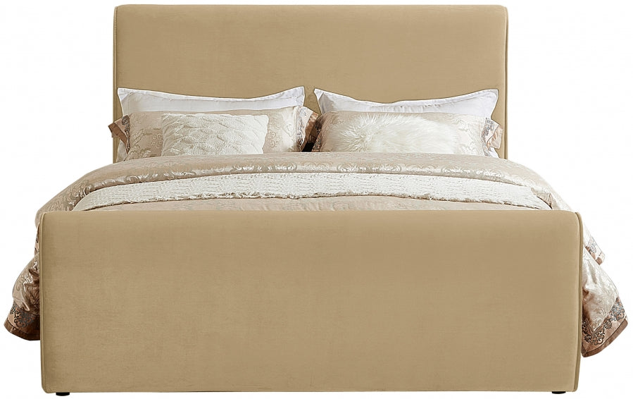 Sloan Velvet Full Bed (3 Boxes) Camel - SloanCamel-F