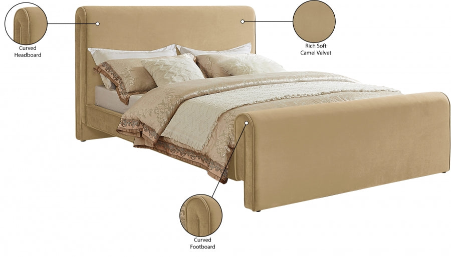 Sloan Velvet Full Bed (3 Boxes) Camel - SloanCamel-F