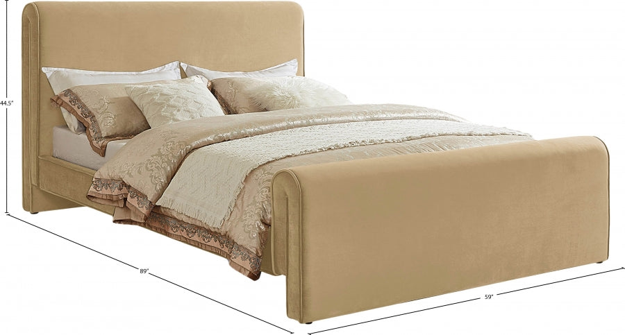 Sloan Velvet Full Bed (3 Boxes) Camel - SloanCamel-F