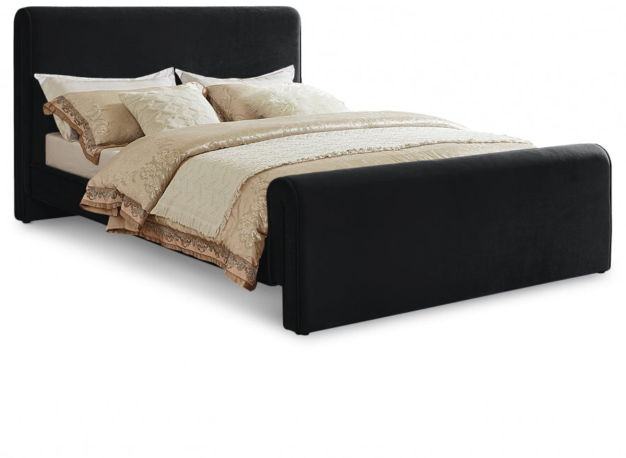 Sloan Velvet King Bed (3 Boxes) Black - SloanBlack-K