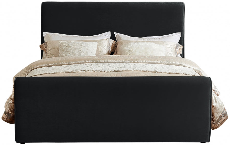 Sloan Velvet King Bed (3 Boxes) Black - SloanBlack-K