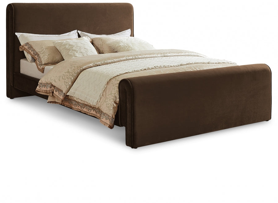 Sloan Velvet King Bed (3 Boxes) Brown - SloanBrown-K