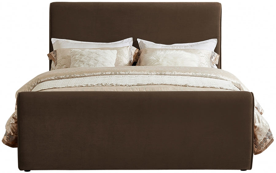 Sloan Velvet King Bed (3 Boxes) Brown - SloanBrown-K