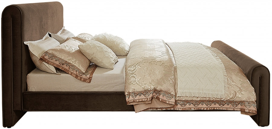 Sloan Velvet King Bed (3 Boxes) Brown - SloanBrown-K