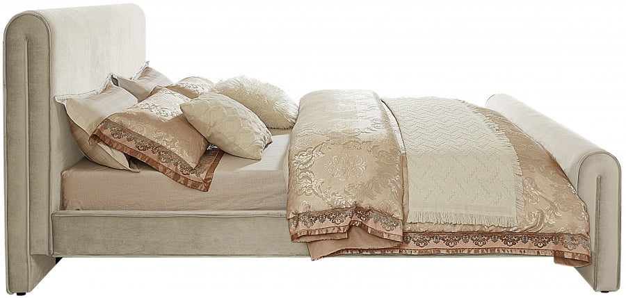 Sloan Velvet King Bed (3 Boxes) Cream - SloanCream-K