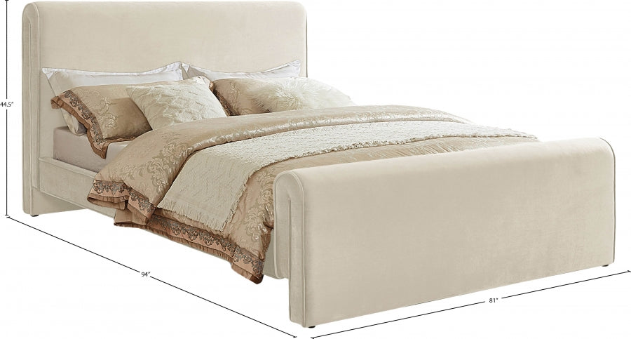 Sloan Velvet King Bed (3 Boxes) Cream - SloanCream-K