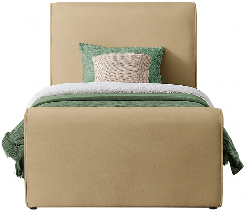 Sloan Velvet Twin Bed (3 Boxes) Camel - SloanCamel-T