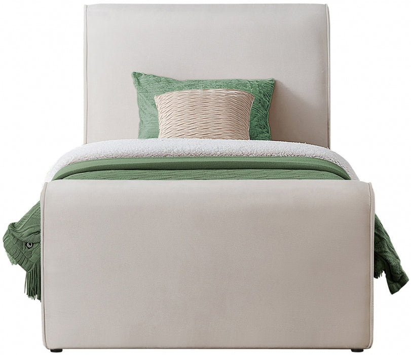 Sloan Velvet Twin Bed (3 Boxes) Cream - SloanCream-T