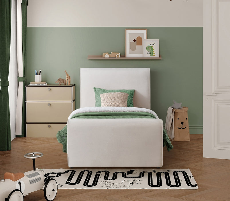 Sloan Velvet Twin Bed (3 Boxes) Cream - SloanCream-T