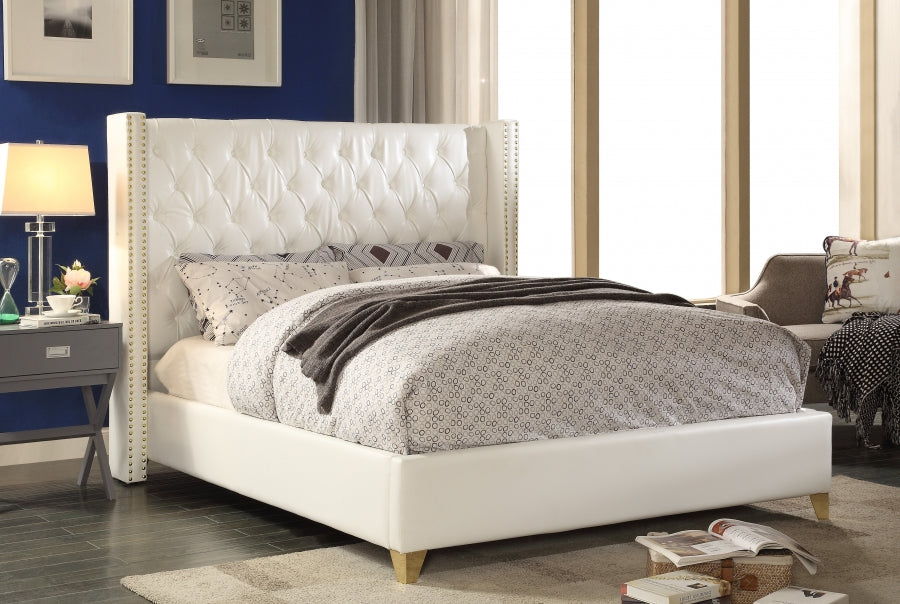 Soho White Bonded Leather Full Bed White - SohoWhite-F