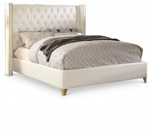 Soho White Bonded Leather Full Bed White - SohoWhite-F