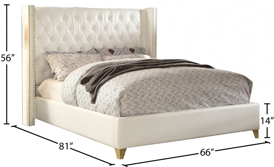 Soho White Bonded Leather Full Bed White - SohoWhite-F