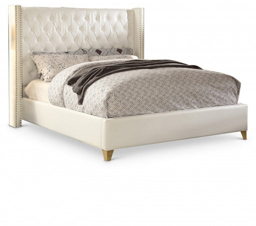 Soho White Bonded Leather King Bed White - SohoWhite-K