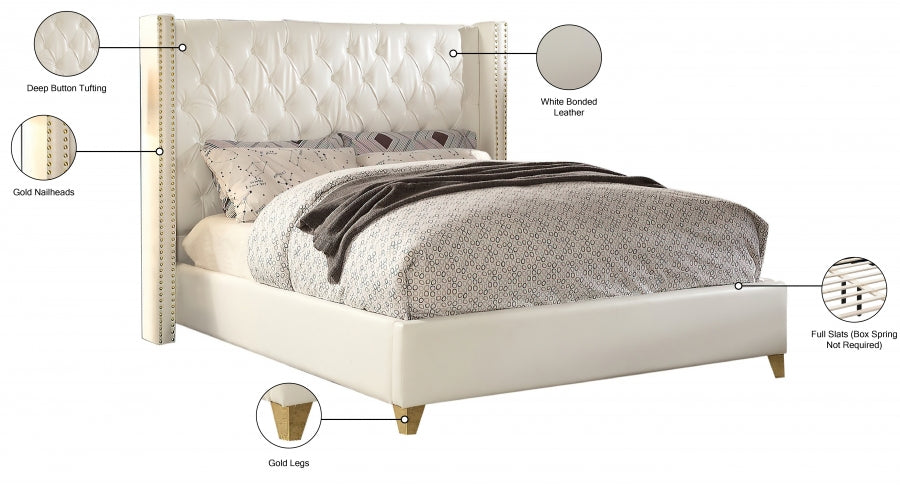 Soho White Bonded Leather Queen Bed White - SohoWhite-Q