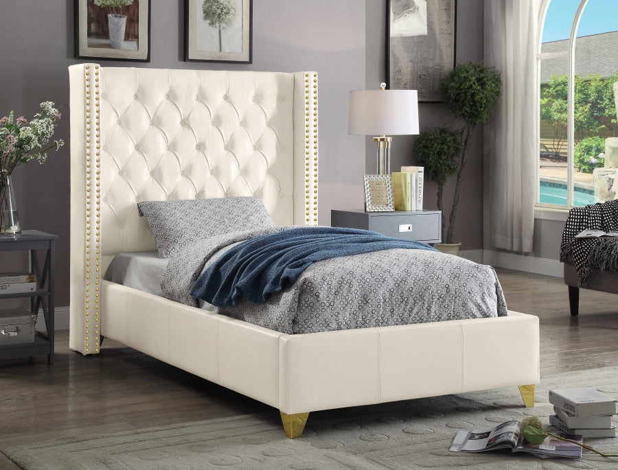 Soho White Bonded Leather Twin Bed White - SohoWhite-T