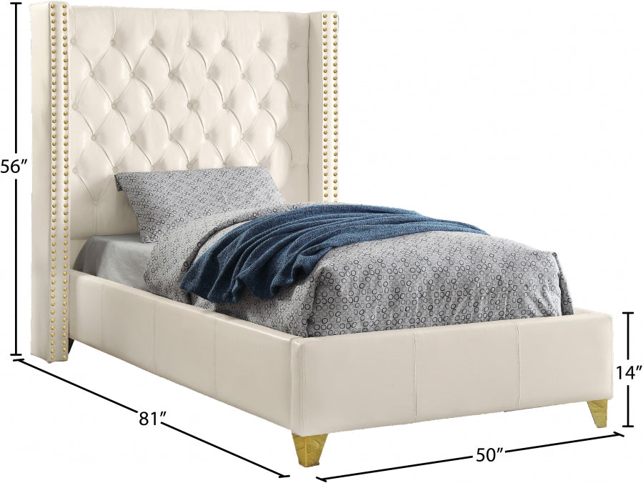 Soho White Bonded Leather Twin Bed White - SohoWhite-T