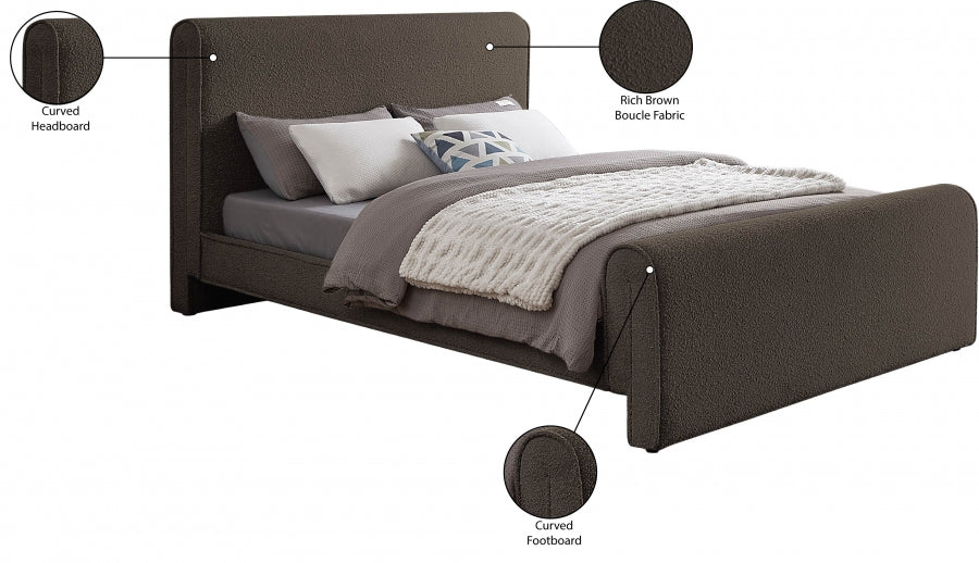 Stylus Boucle Fabric Full Bed (3 Boxes) Brown - StylusBrown-F