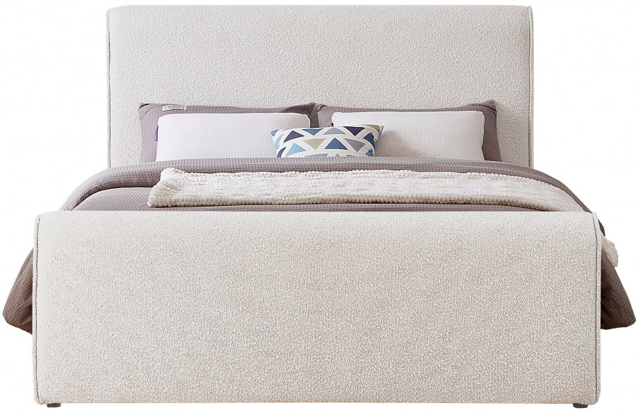 Stylus Boucle Fabric Full Bed (3 Boxes) Cream - StylusCream-F