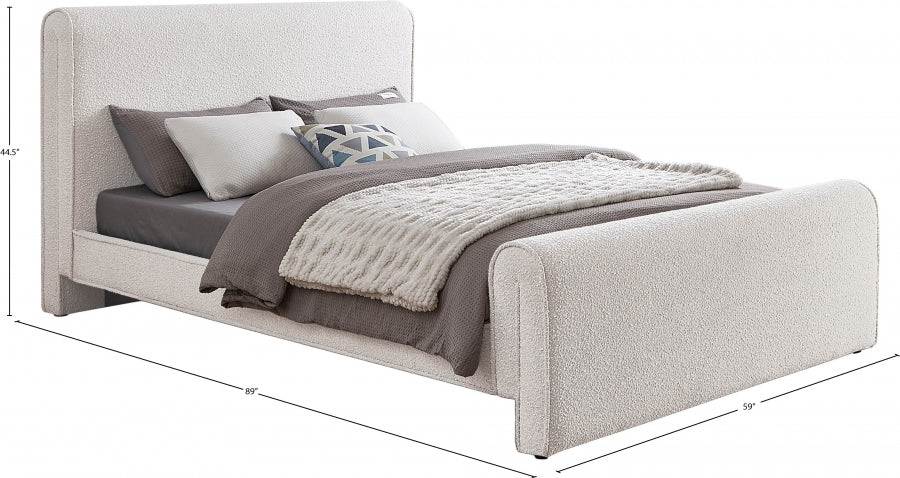 Stylus Boucle Fabric Full Bed (3 Boxes) Cream - StylusCream-F