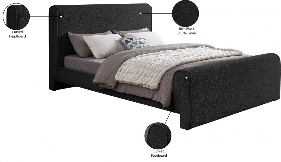 Stylus Boucle Fabric King Bed (3 Boxes) Black - StylusBlack-K