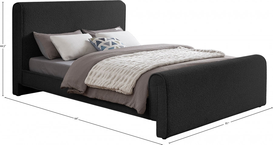 Stylus Boucle Fabric King Bed (3 Boxes) Black - StylusBlack-K