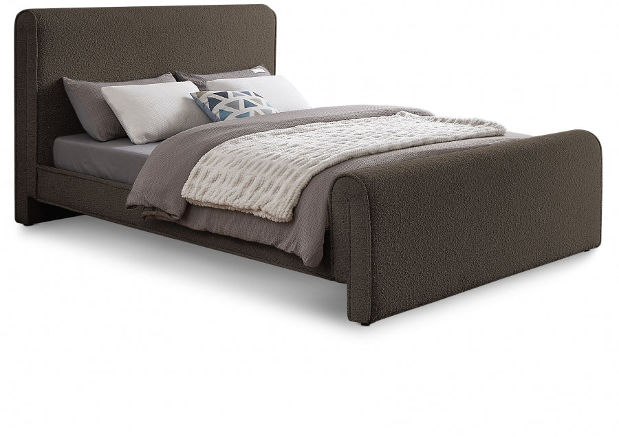 Stylus Boucle Fabric King Bed (3 Boxes) Brown - StylusBrown-K