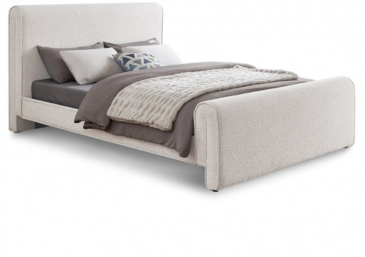 Stylus Boucle Fabric King Bed (3 Boxes) Cream - StylusCream-K