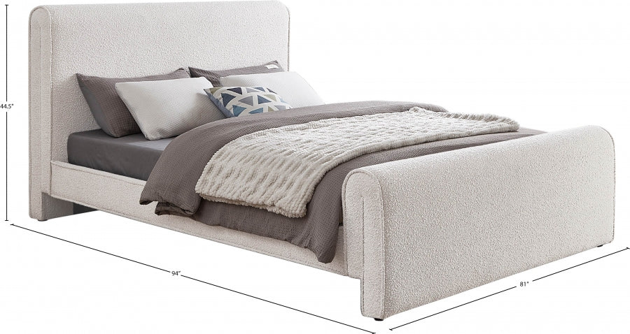 Stylus Boucle Fabric King Bed (3 Boxes) Cream - StylusCream-K