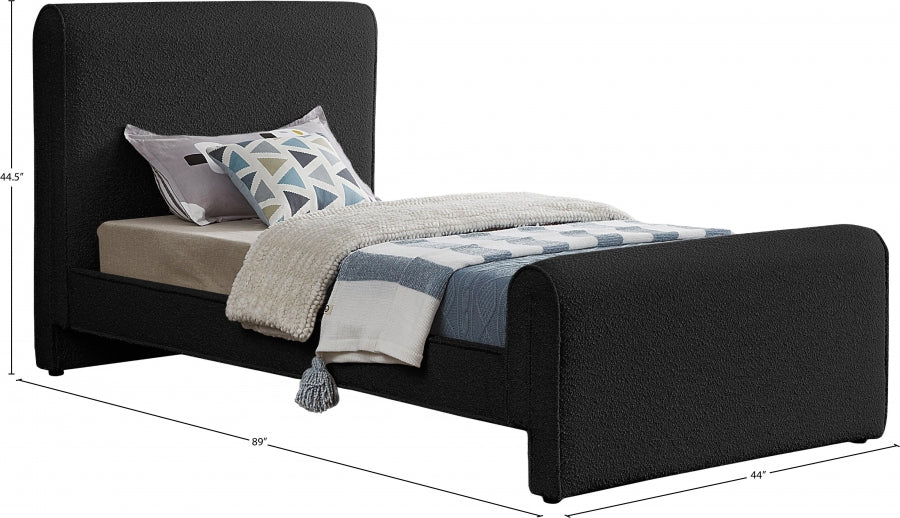 Stylus Boucle Fabric Twin Bed (3 Boxes) Black - StylusBlack-T