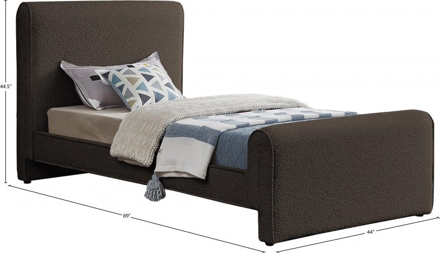 Stylus Boucle Fabric Twin Bed (3 Boxes) Brown - StylusBrown-T