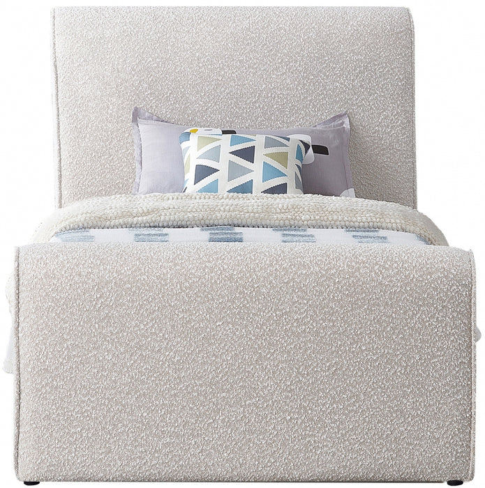 Stylus Boucle Fabric Twin Bed (3 Boxes) Cream - StylusCream-T