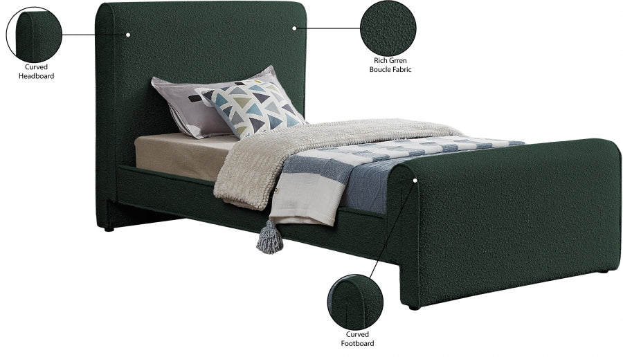 Stylus Boucle Fabric Twin Bed (3 Boxes) Green - StylusGreen-T