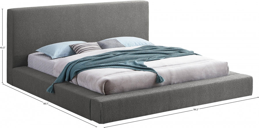 Terra Boucle Fabric King Bed Grey - TerraGrey-K