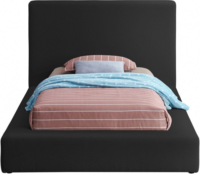 Terra Boucle Fabric Twin Bed Black - TerraBlack-T