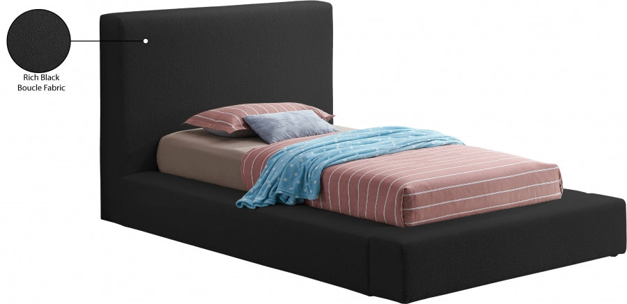 Terra Boucle Fabric Twin Bed Black - TerraBlack-T