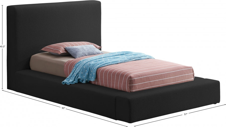 Terra Boucle Fabric Twin Bed Black - TerraBlack-T