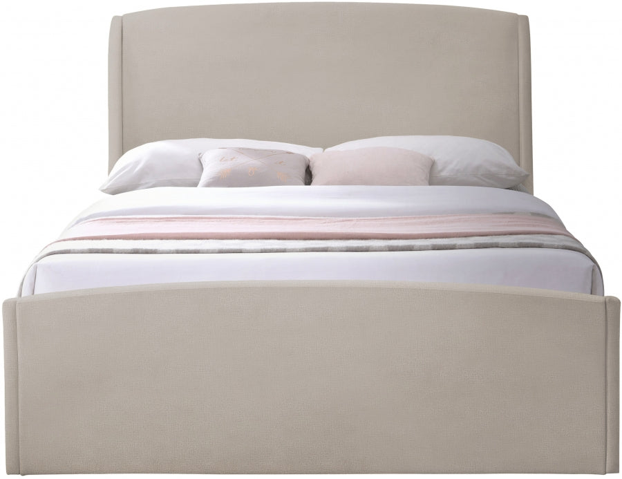 Tess Velvet King Bed (3 Boxes) Beige - TessBeige-K