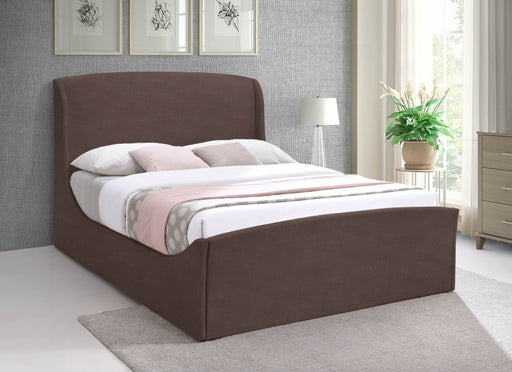 Tess Velvet King Bed (3 Boxes) Brown - TessBrown-K