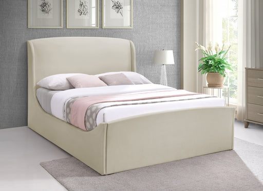 Tess Velvet King Bed (3 Boxes) Cream - TessCream-K