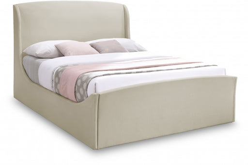 Tess Velvet King Bed (3 Boxes) Cream - TessCream-K