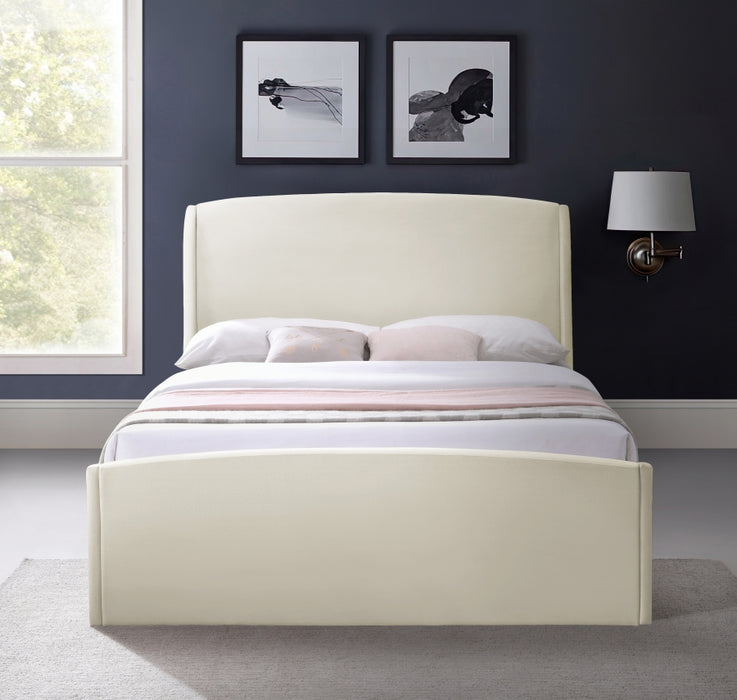 Tess Velvet King Bed (3 Boxes) Cream - TessCream-K