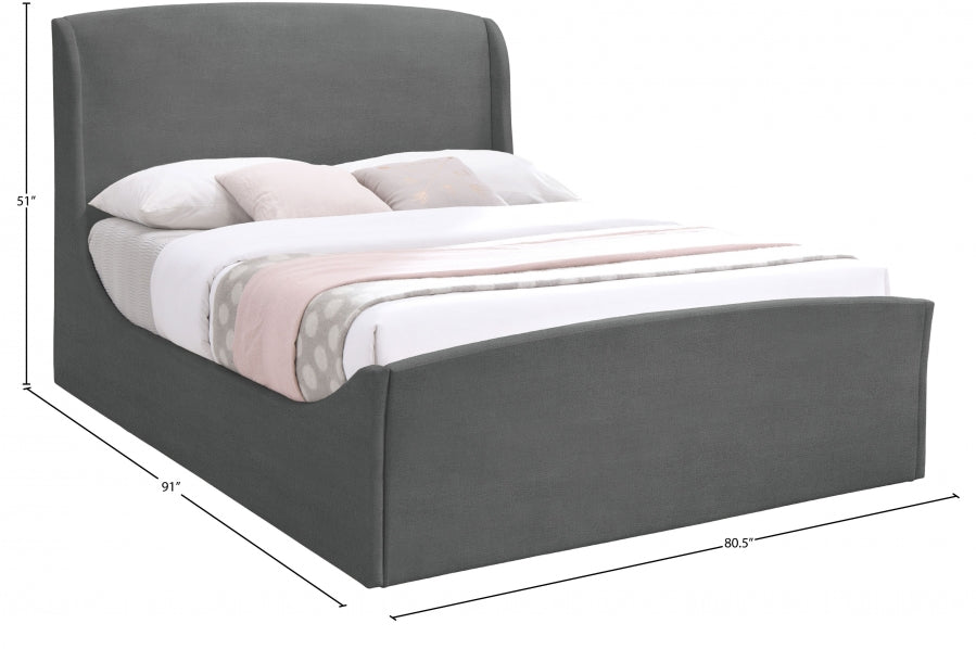 Tess Velvet King Bed (3 Boxes) Grey - TessGrey-K