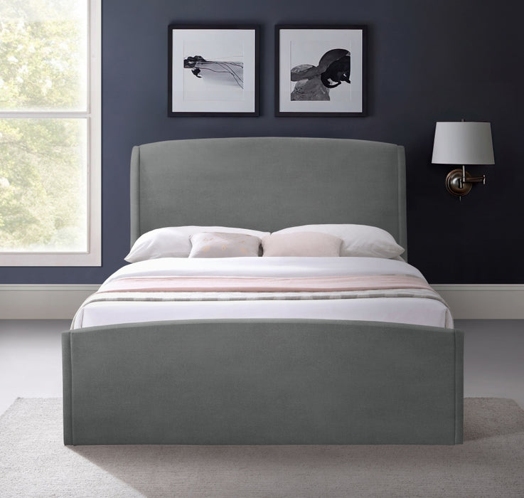 Tess Velvet King Bed (3 Boxes) Grey - TessGrey-K