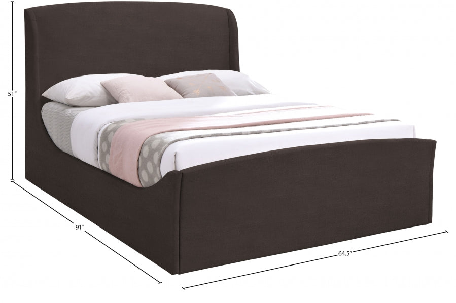 Tess Velvet Queen Bed (3 Boxes) Brown - TessBrown-Q