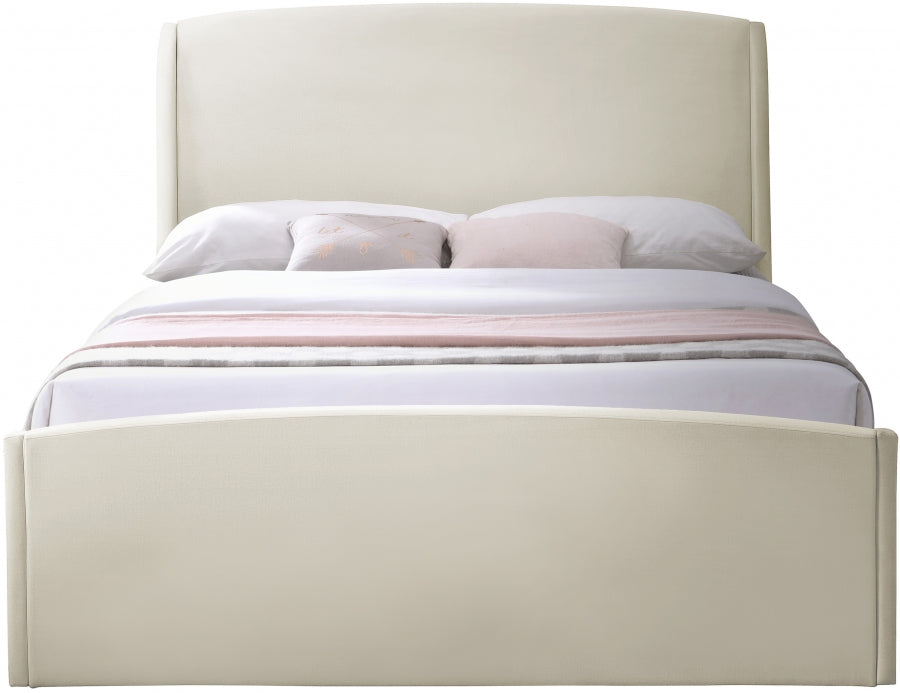 Tess Velvet Queen Bed (3 Boxes) Cream - TessCream-Q