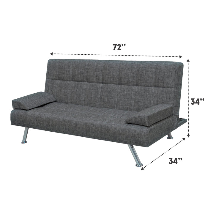 Troy 72 in. Convertible Sleeper Sofa in Gray - SB-TROY-GRAY - Gate Furniture