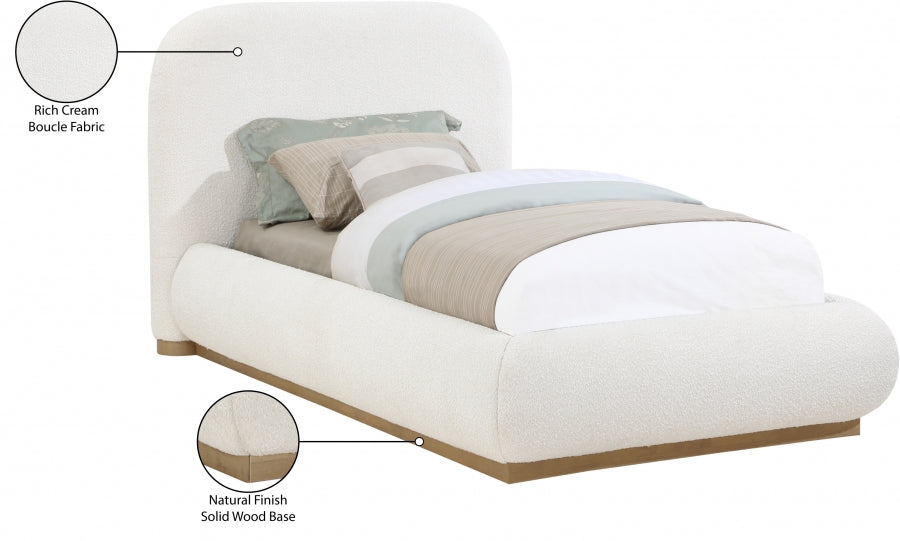 Vaughn Boucle Fabric Twin Bed Cream - B1209Cream-T