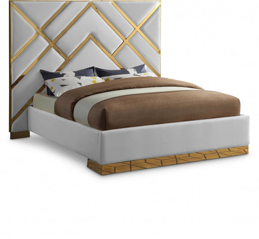 Vector Vegan Leather King Bed White - VectorWhite-K